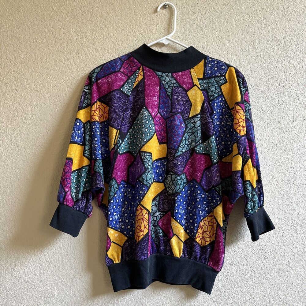 Vintage TEDDI women's Picasso Abstract print Pullover 3/4 Sleeve 90’s Top S/M